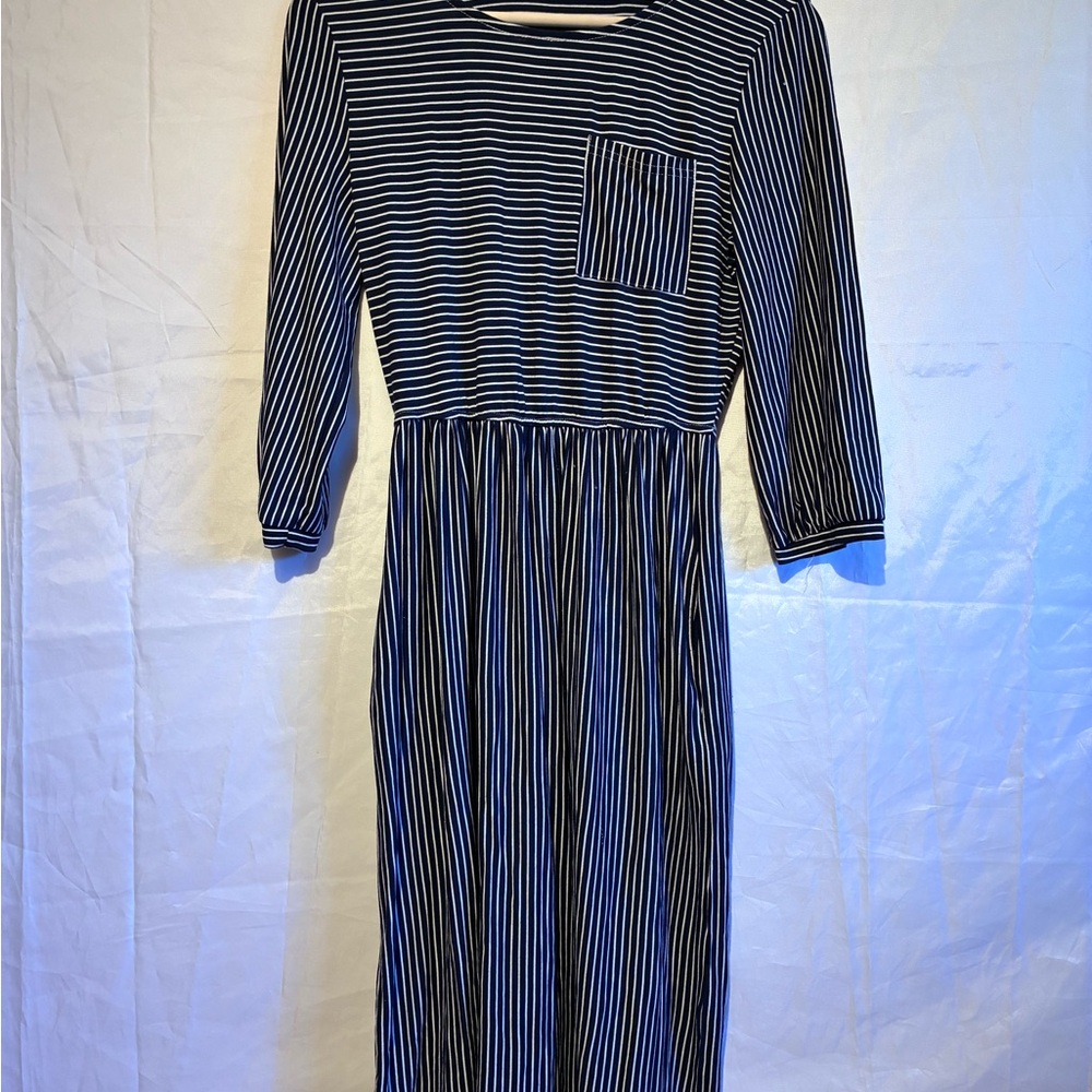 Merokeety Striped Long Sleeve Dress with pockets casual wear medium